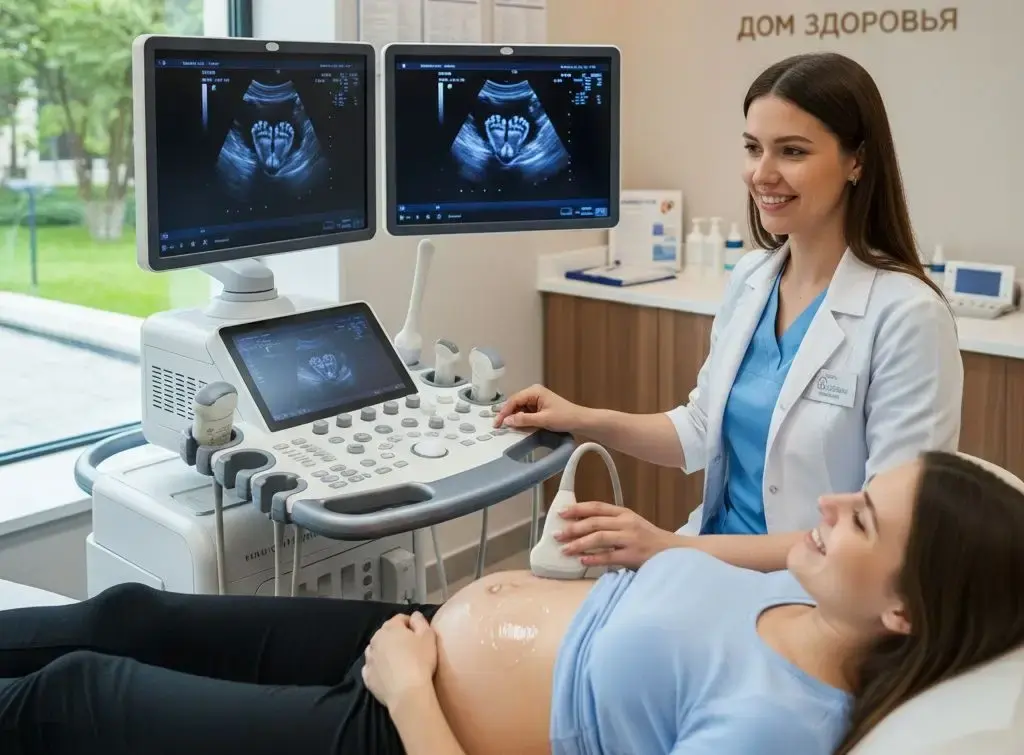 Врач делает УЗИ пациентке