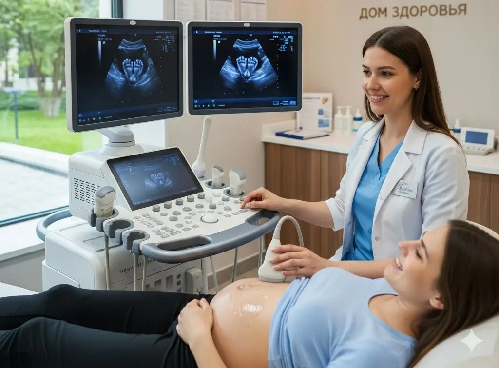 Врач делает УЗИ пациентке